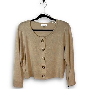 Calvin Klein cardigan dressy gold detailing NWT XL grommet closures wedding